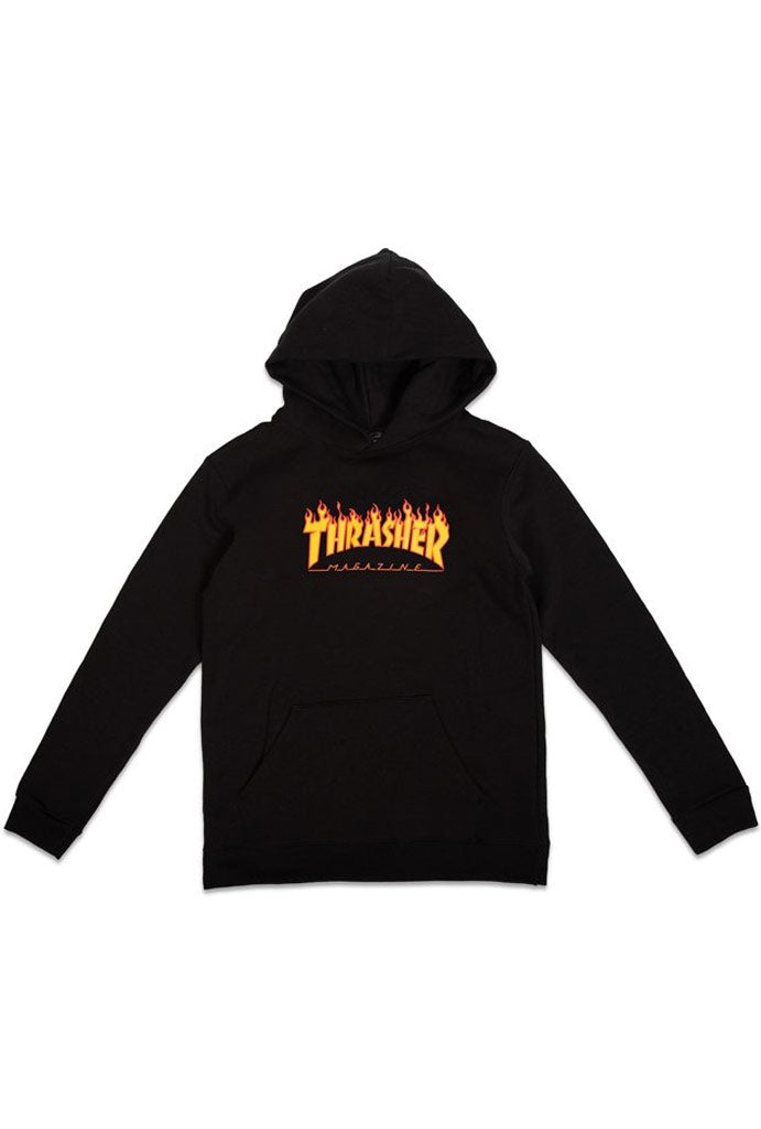 Thrasher Flame Youth Hoodie Black M